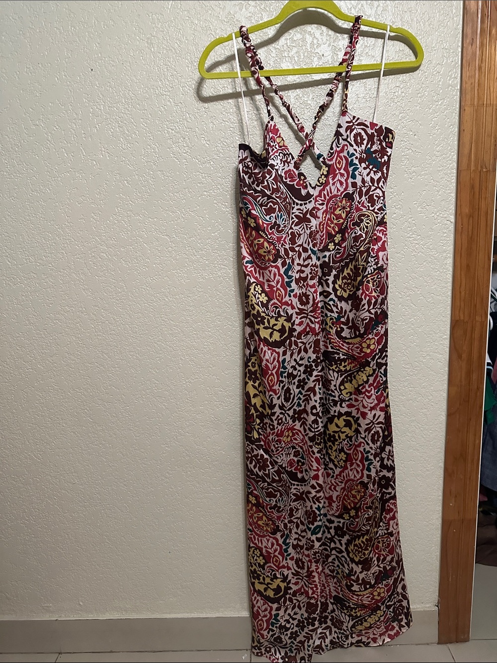 Zara Paisley Maxi Slip Dress in Red, Yellow & Black